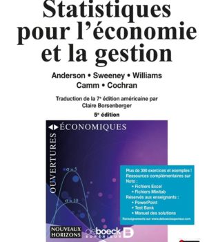 Statistique pour l'économie et la gestion Anderson & Sweeney
